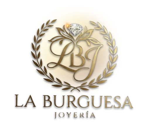 Emblema de La Burguesa Joyería: laurel dorado, monograma LBJ y diamante